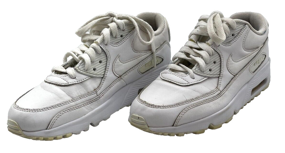 Nike Air Max 90 Sneakers Lace Up White Running Shoes US Size 4.5 Youth